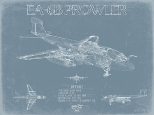 Bella Frye Northrop Grumman EA-6B Prowler Aircraft Blueprint Wall Art - Original Fighter Plane Print