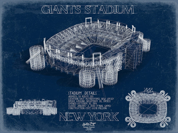 Bella Frye 14" x 11" / Unframed Paper Giclee Giants Stadium Wall Art - Original New York Giants Print