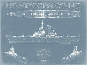 USS Mississippi (CGN-40) Blueprint Wall Art