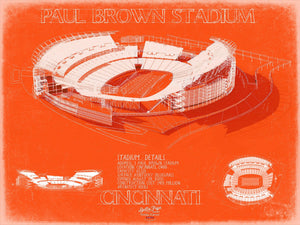 Bella Frye 14" x 11" / Unframed Paper Giclee Paul Brown Stadium Wall Art - Original Cincinnati Bengals Print