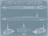Bella Frye 14" x 11" / Unframed Paper Giclee USS West Virginia (SSBN-736) Blueprint Wall Art - Original Submarine Print