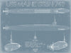 Bella Frye 14" x 11" / Unframed Paper Giclee USS Maine (SSBN-741) Blueprint Wall Art - Original Submarine Print