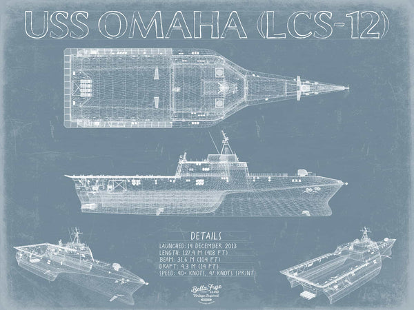 USS Omaha (LCS-12) Blueprint Wall Art