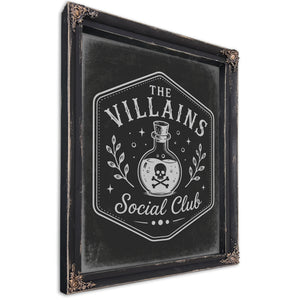 Villains Sign Halloween wall art, Ebony frame