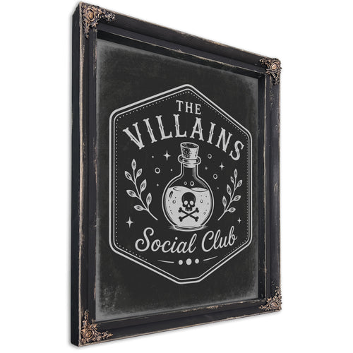 Villains Sign Halloween wall art, Ebony frame