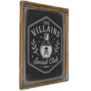 Villains Sign Halloween wall art, Verdigris frame