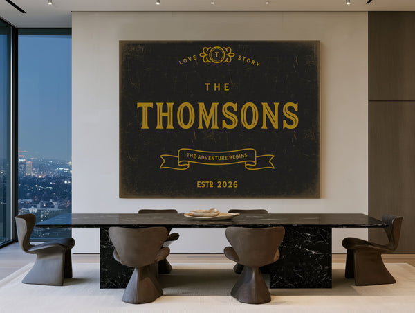 Personalized Wedding Sign, The Adventure Begins, Last Name and Est. Year, image 1