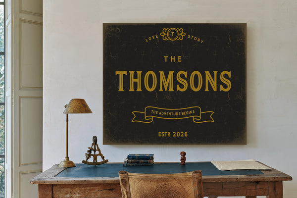 Personalized Wedding Sign, The Adventure Begins, Last Name and Est. Year, image 2