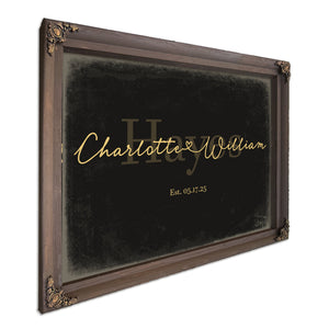 Personalized Wedding Sign, Last Name with Couple Names & Heart, Black & Gold, image 7