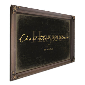 Personalized Wedding Sign, Last Name with Couple Names & Heart, Black & Gold, image 7