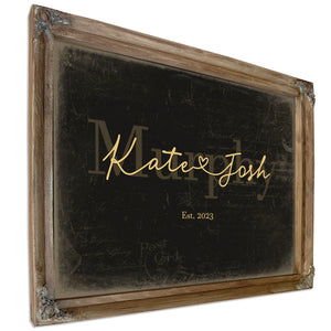 Custom Last Name Sign for Couples, Est. Wedding Date, Black & Gold, image 6