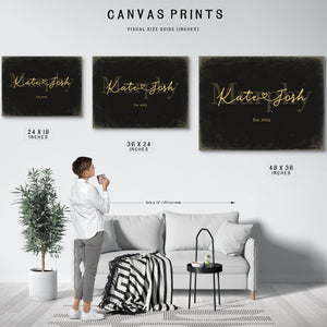 Custom Last Name Sign for Couples, Est. Wedding Date, Black & Gold, image 10
