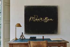 Personalized Anniversary Gift, Family Name Sign with First Names, Black & Gold, image 2