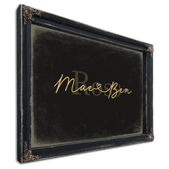 Personalized Anniversary Gift, Family Name Sign with First Names, Black & Gold, image 1