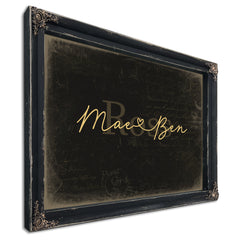 Personalized Anniversary Gift, Family Name Sign with First Names, Black & Gold, image 1