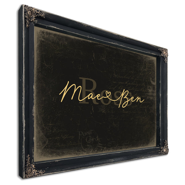 Personalized Anniversary Gift, Family Name Sign with First Names, Black & Gold, image 1