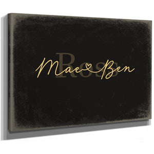 Personalized Anniversary Gift, Family Name Sign with First Names, Black & Gold, image 8
