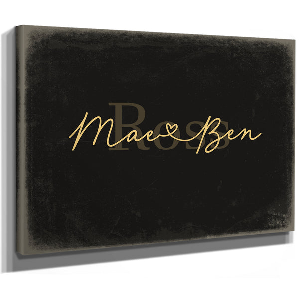 Personalized Anniversary Gift, Family Name Sign with First Names, Black & Gold, image 8