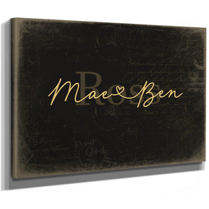 Personalized Anniversary Gift, Family Name Sign with First Names, Black & Gold, image 8