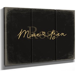 Personalized Anniversary Gift, Family Name Sign with First Names, Black & Gold, image 14