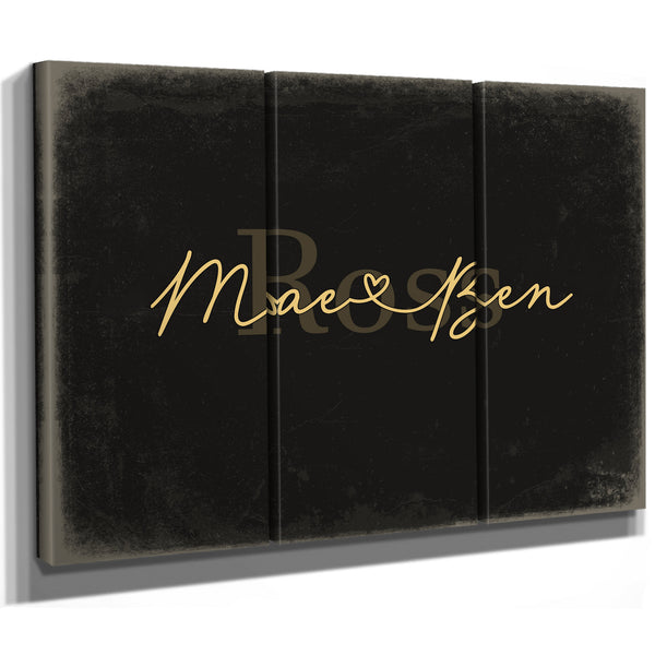 Personalized Anniversary Gift, Family Name Sign with First Names, Black & Gold, image 14