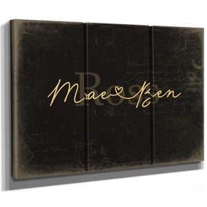 Personalized Anniversary Gift, Family Name Sign with First Names, Black & Gold, image 14