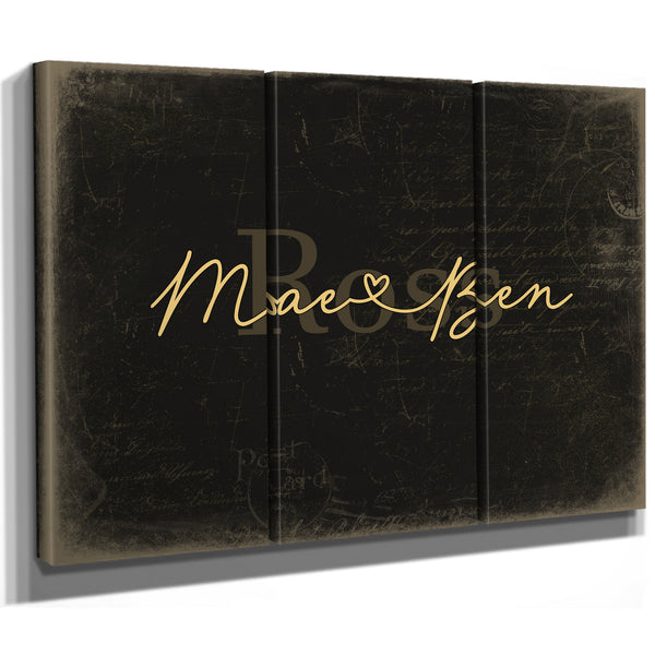 Personalized Anniversary Gift, Family Name Sign with First Names, Black & Gold, image 14