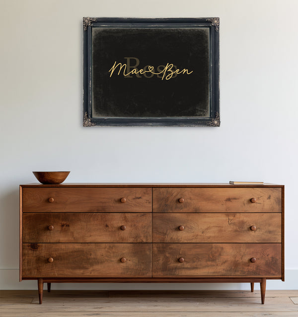 Personalized Anniversary Gift, Family Name Sign with First Names, Black & Gold, image 19