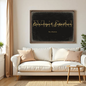 Mr & Mrs Last Name Sign, Personalized Wedding Gift, Black & Gold, image 5