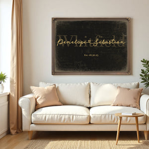 Mr & Mrs Last Name Sign, Personalized Wedding Gift, Black & Gold, image 5