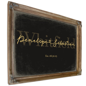 Mr & Mrs Last Name Sign, Personalized Wedding Gift, Black & Gold, image 6