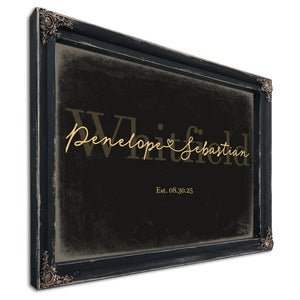 Mr & Mrs Last Name Sign, Personalized Wedding Gift, Black & Gold, image 1