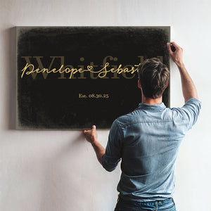 Mr & Mrs Last Name Sign, Personalized Wedding Gift, Black & Gold, image 9