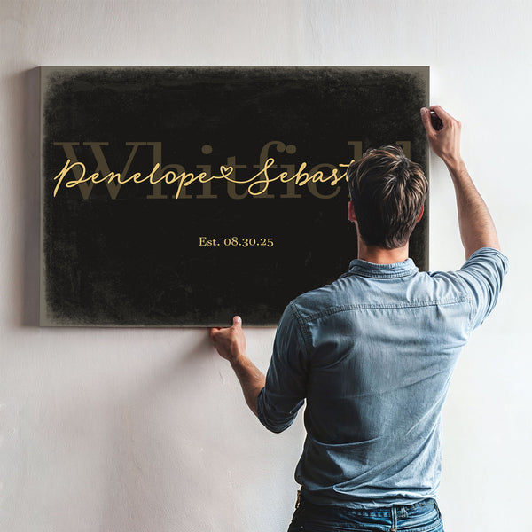 Mr & Mrs Last Name Sign, Personalized Wedding Gift, Black & Gold, image 9