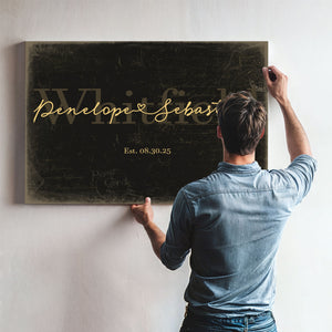 Mr & Mrs Last Name Sign, Personalized Wedding Gift, Black & Gold, image 9