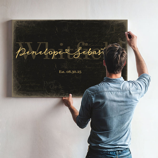 Mr & Mrs Last Name Sign, Personalized Wedding Gift, Black & Gold, image 9