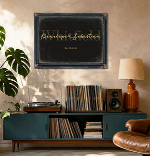 Mr & Mrs Last Name Sign, Personalized Wedding Gift, Black & Gold, image 20