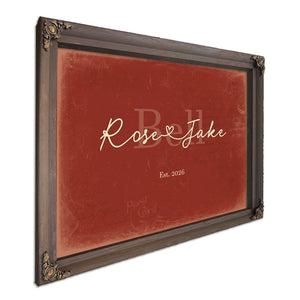Personalized Wedding Sign, Last Name with Couple Names & Heart, Brick & Black, image 7