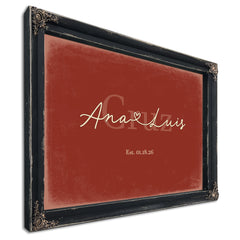 Custom Last Name Sign for Couples, Est. Wedding Date, Brick & Black, image 1