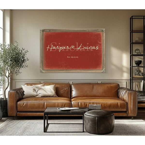 Mr & Mrs Last Name Sign, Personalized Wedding Gift, Brick & Black, image 3