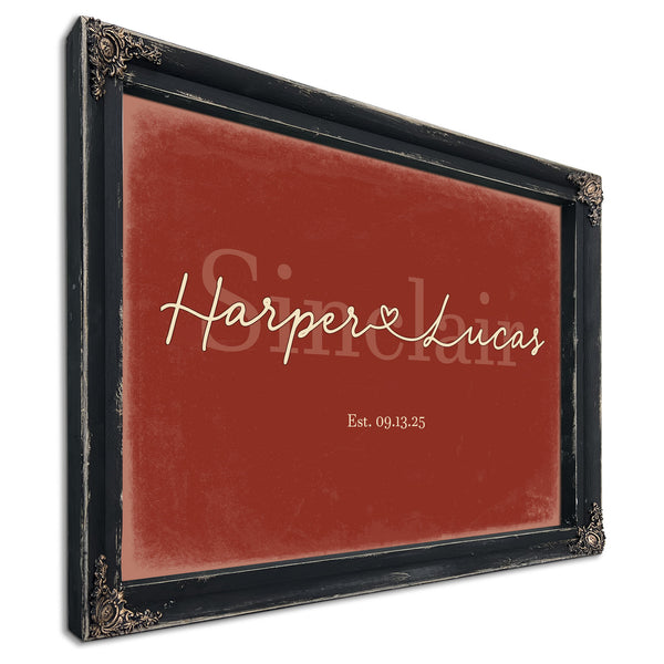 Mr & Mrs Last Name Sign, Personalized Wedding Gift, Brick & Black, image 1