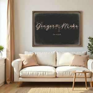 Custom Last Name Sign for Couples, Est. Wedding Date, Charcoal & Blush, image 5