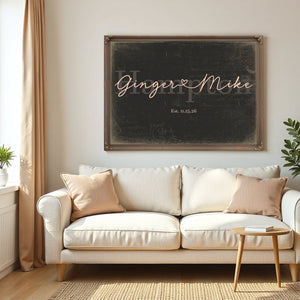 Custom Last Name Sign for Couples, Est. Wedding Date, Charcoal & Blush, image 5
