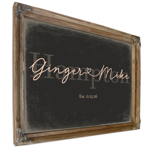Custom Last Name Sign for Couples, Est. Wedding Date, Charcoal & Blush, image 6