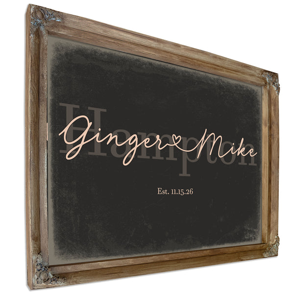 Custom Last Name Sign for Couples, Est. Wedding Date, Charcoal & Blush, image 6