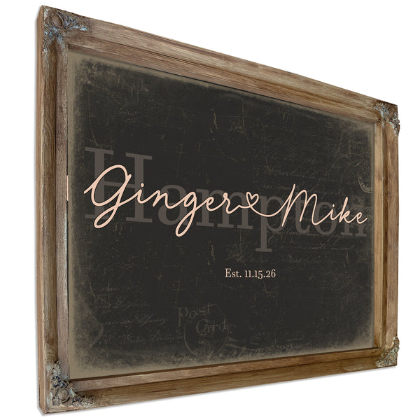 Custom Last Name Sign for Couples, Est. Wedding Date, Charcoal & Blush, image 6