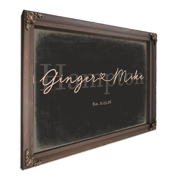 Custom Last Name Sign for Couples, Est. Wedding Date, Charcoal & Blush, image 7