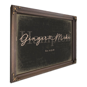 Custom Last Name Sign for Couples, Est. Wedding Date, Charcoal & Blush, image 7