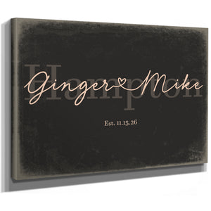 Custom Last Name Sign for Couples, Est. Wedding Date, Charcoal & Blush, image 8