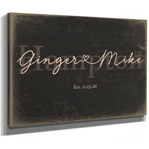 Custom Last Name Sign for Couples, Est. Wedding Date, Charcoal & Blush, image 8
